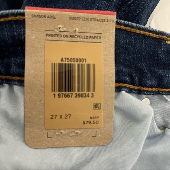 Levi's Women's Ribcage Straight Ankle Seamed Jeans 27x27 Dark Wash Buttonfly NWT - Picture 13 of 13